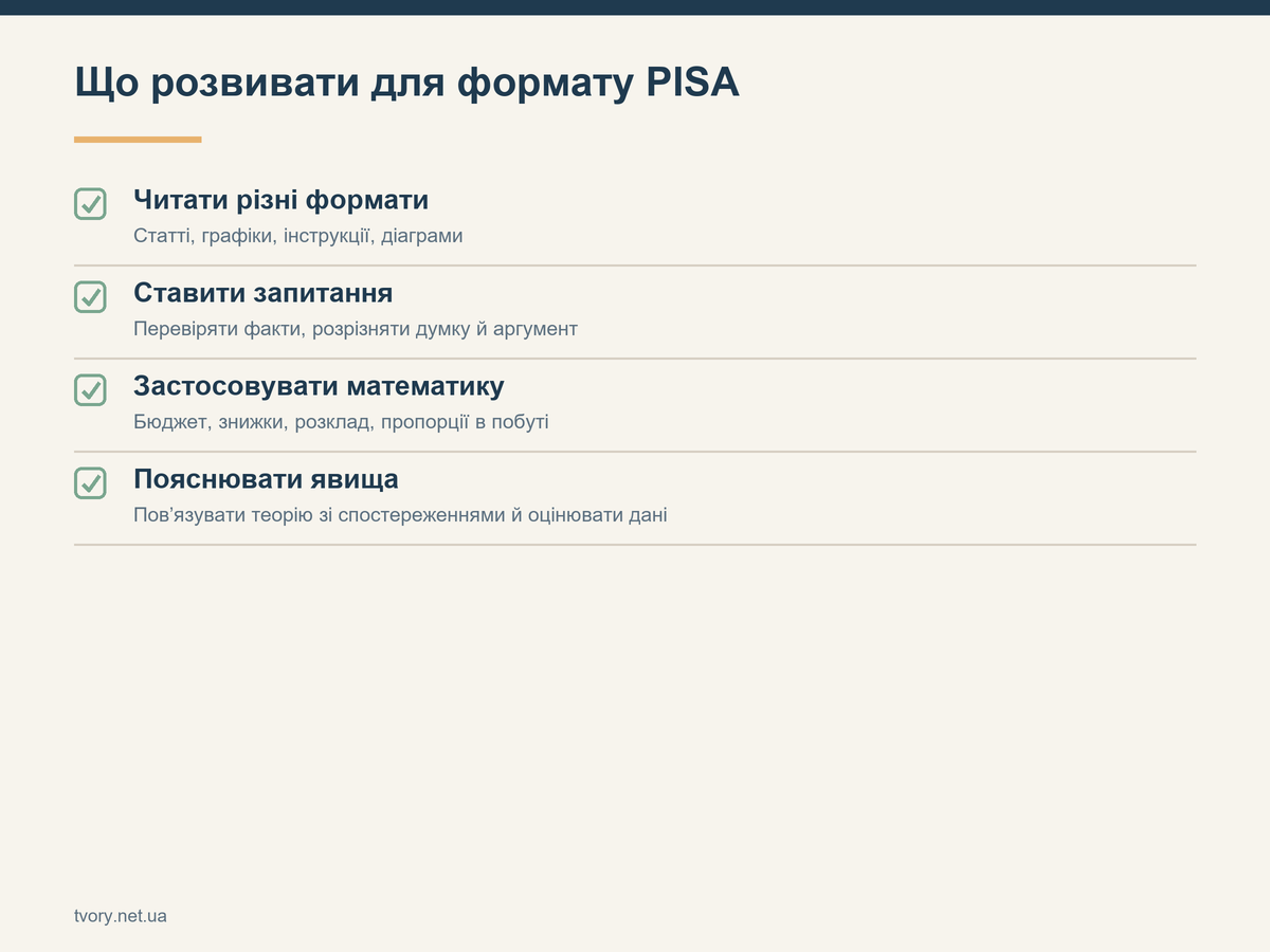 Що розвивати для формату PISA